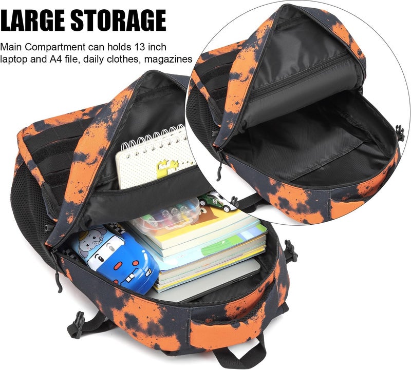 SunForMorning Kids Tactical Backpack Army Molle Bookbag Military Boys Backpack for School, Outdoor, Camping (Includes 2 Patches+1Carabiner), Mars CM - Image 4